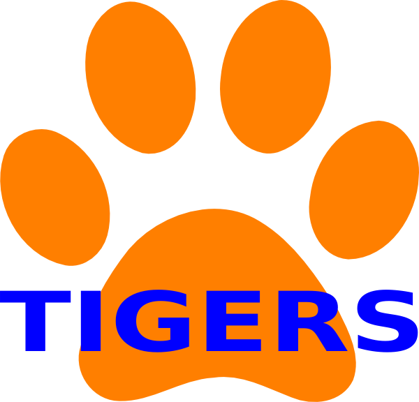 Orange Paw Print Tigers clip art - vector clip art online, royalty ...