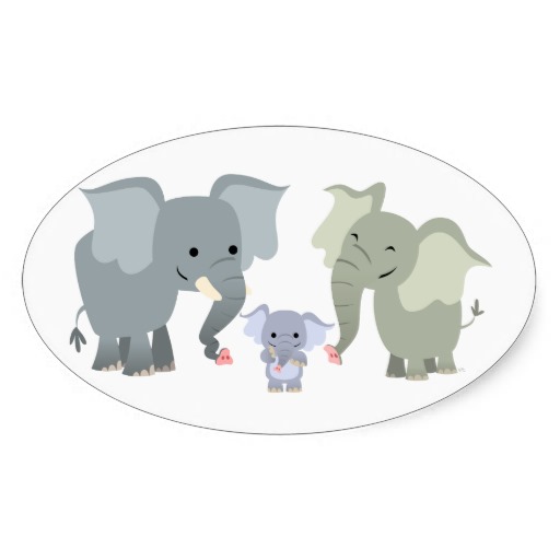 Cute Cartoon Elephant Family Sticker from Zazzle.
