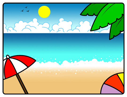 Color beach scene clipart