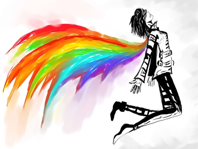 women wings multicolor rainbows drawings 1600x1200 wallpaper High ...