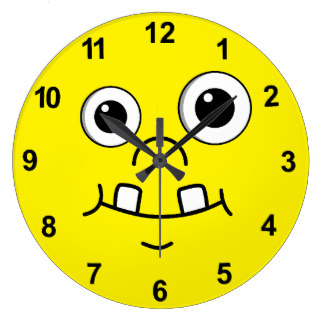 Funny Yellow Cartoon Face Wall Clocks | Zazzle