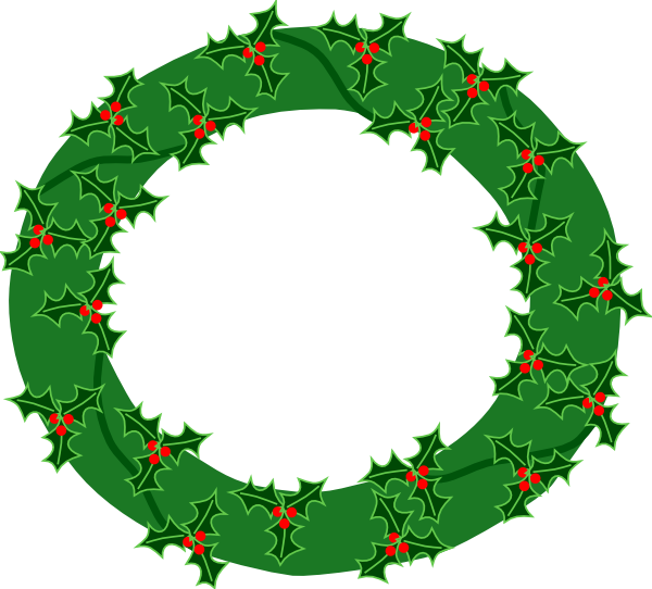 Evergreen Wreath With Large Holly clip art - vector clip art ...