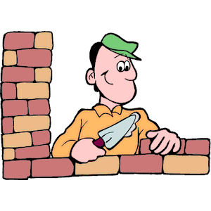 Brick Laying 06 Cartoon Bricklayer