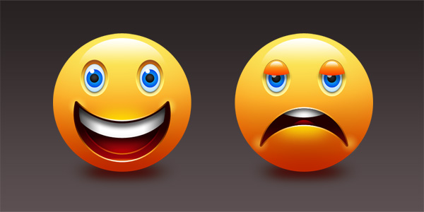 Emoticons for happy and sad moods
