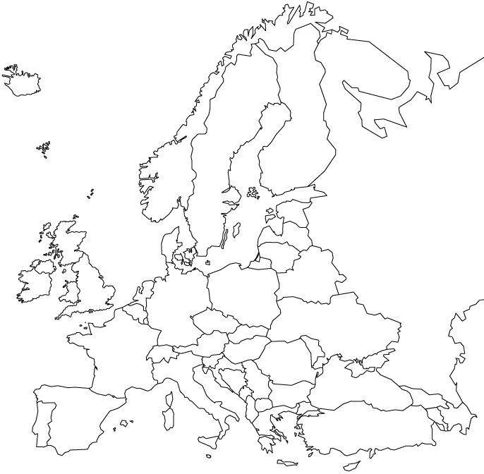 europe map black and white outline