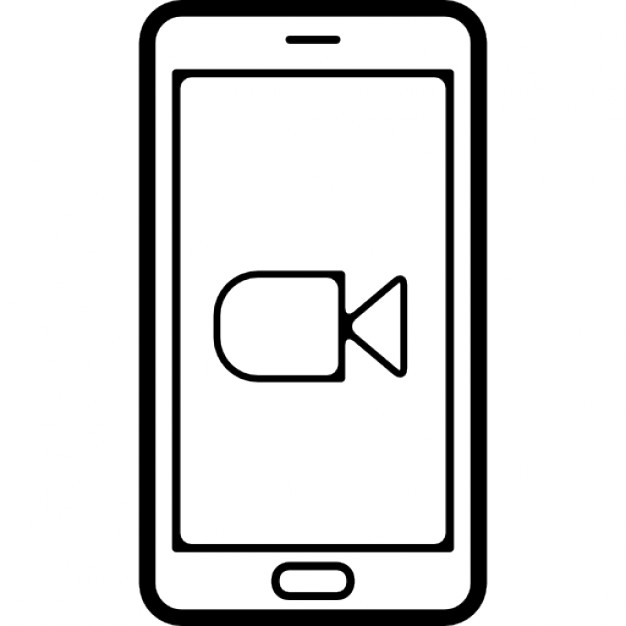 Mobile phone with video camera symbol on screen Icons | Free Download