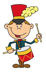 Band Clipart Image - Little Drummer Boy Playing Drums in Uniform