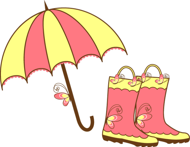 April Showers Clip Art Images - umbrella and boots