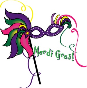 Mardi Gras Clipart Image - Mask for Mardi Gras with Streamers