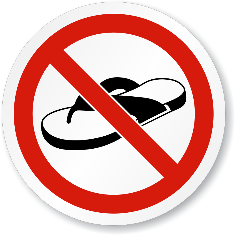 ISO No Open Toed Footwear, Thongs Or Sandals Symbol Sign, SKU: IS ...