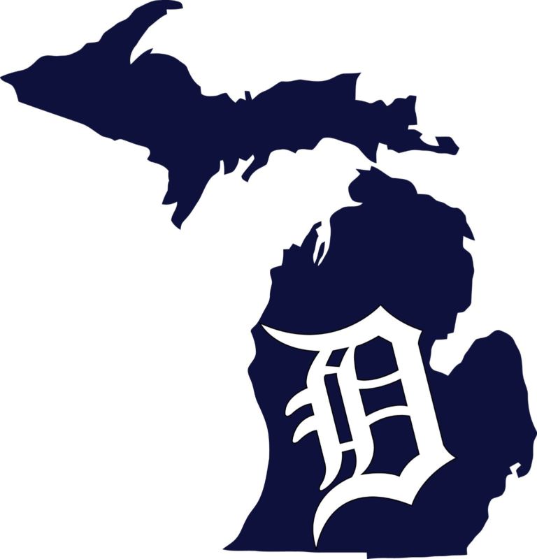 Detroit Tigers Old English "D" State of Michigan vinyl cornhole ...