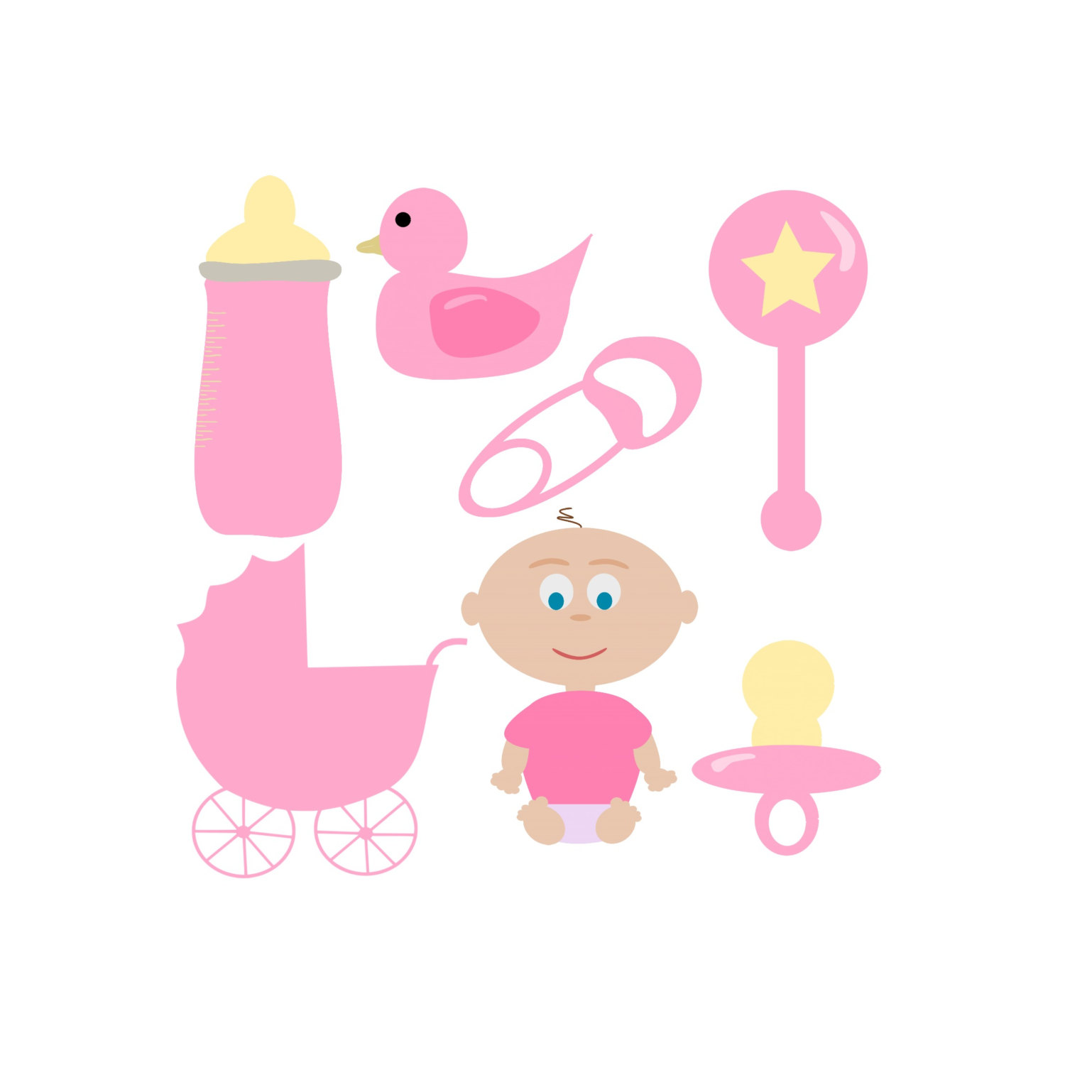 Pink Black Baby Girl Clipart