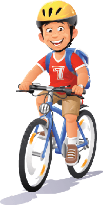 Boy riding bike clipart