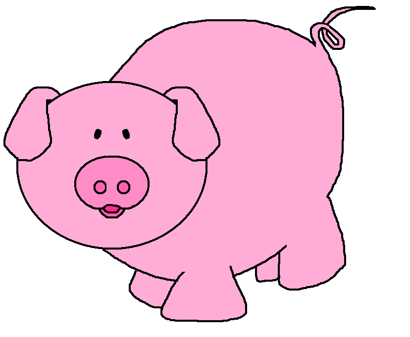 Free clipart black and white cute pig