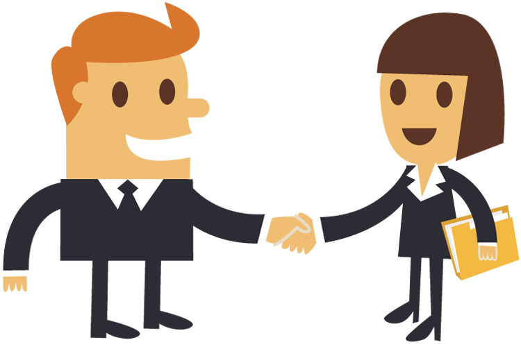 Cartoon Businessman Shaking Hands With A Businesswoman | 1designshop