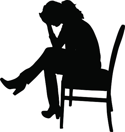 Silhouette Of A Sad Woman Crying Clip Art, Vector Images ...