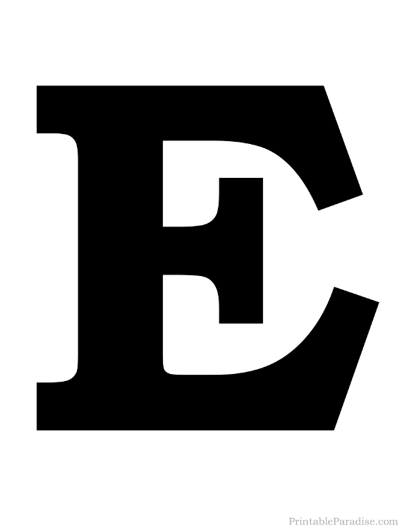 Printable Letter E Silhouette - Print Solid Black Letter E