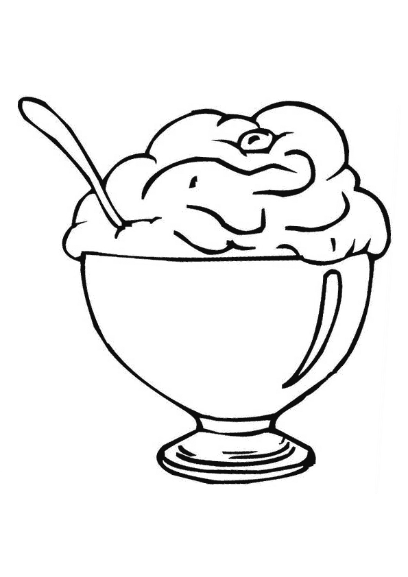 Bowl of ice cream clipart black and white