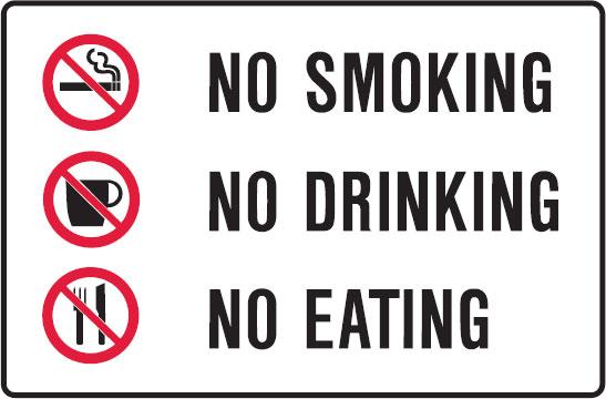 Prohibition Signs Landscape - No Smoking No Drinking No Eating ...