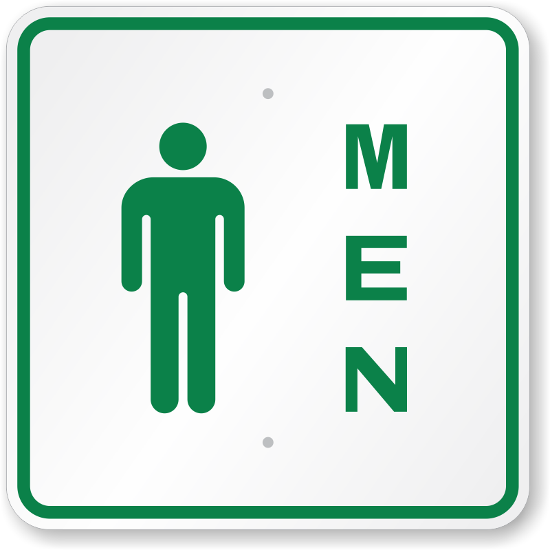Men Restroom Sign With Male Symbol | Free Shipping, SKU: K-0297