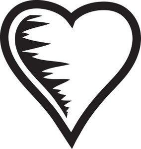 Heart clipart black and white