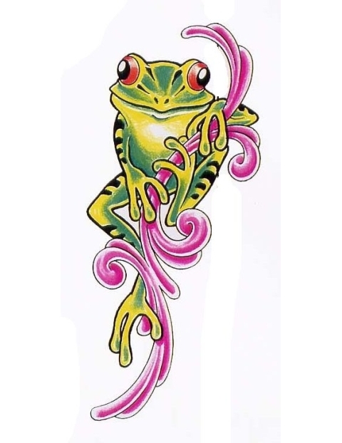 Cute Green Frog Tattoo Design