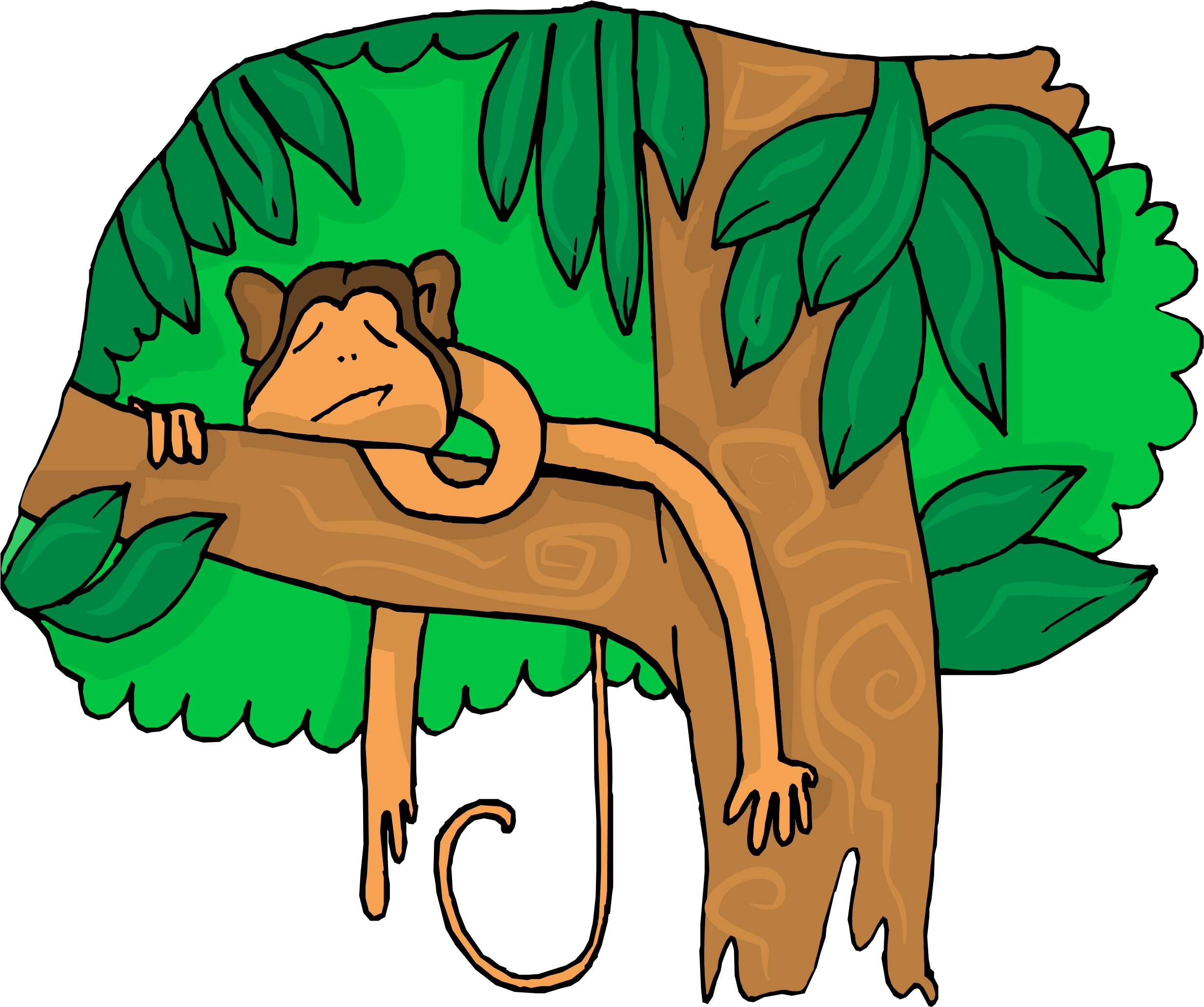 Girl monkey in a tree clipart