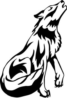 wolf black and white clipart