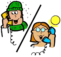 Two People Talking On The Phone Clipart