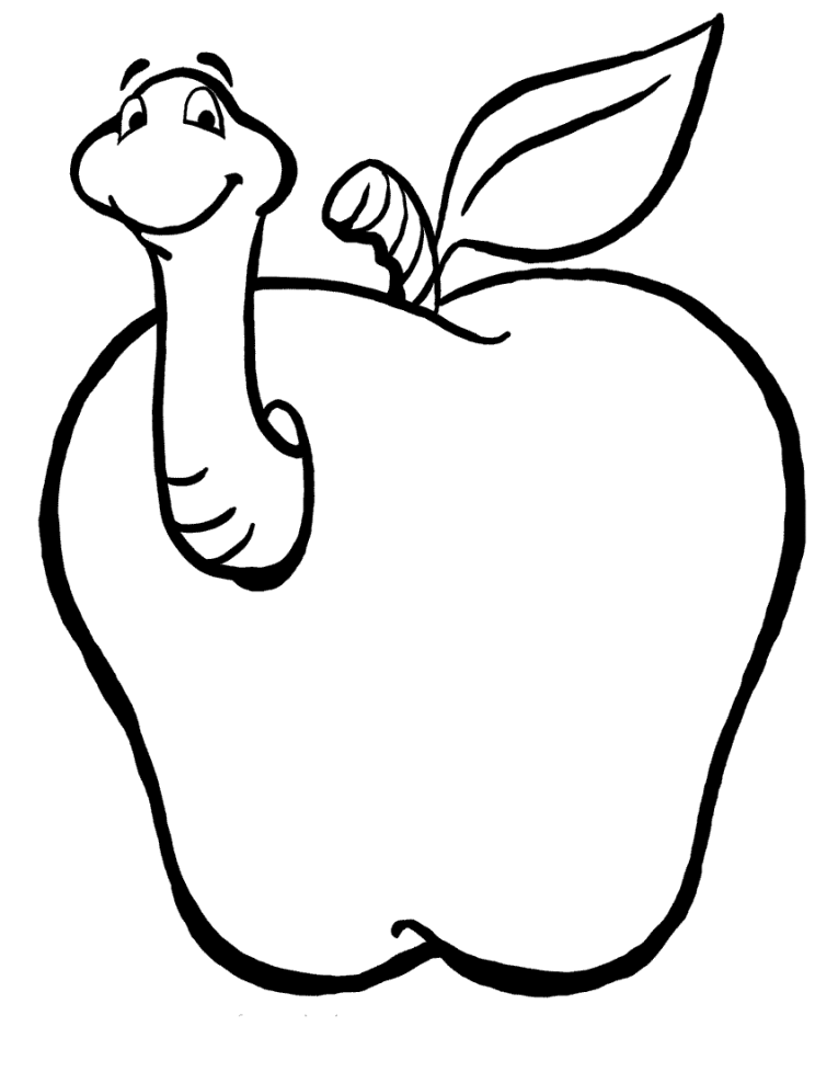 Worm In Apple Coloring Pages For Kids Pre School Ideas Preschool ...