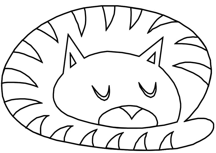 Big Cat Sleeping Slumbering Coloring Page - Cats Coloring Pages ...