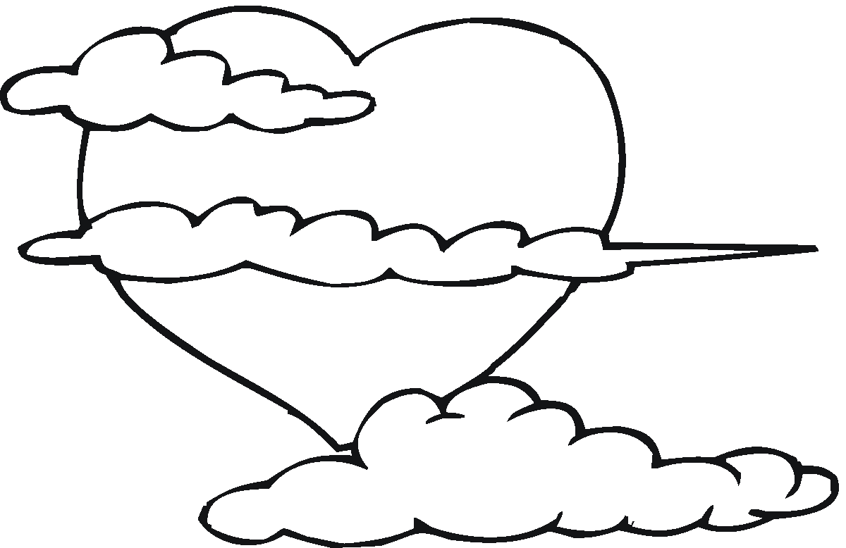 Big Heart In The Clouds - Valentines Day Coloring Pages : Coloring ...