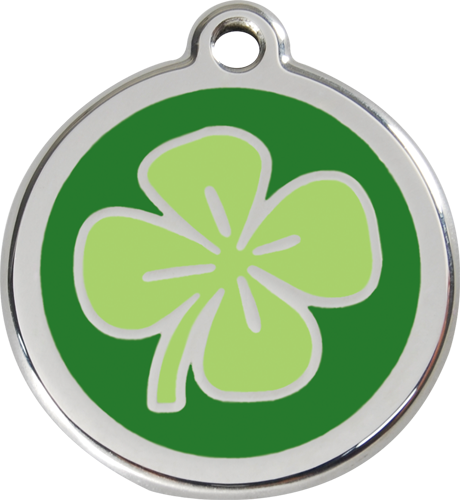 Four-Leaf Clover Polished Stainless Steel Dog ID Tags from Red Dingo