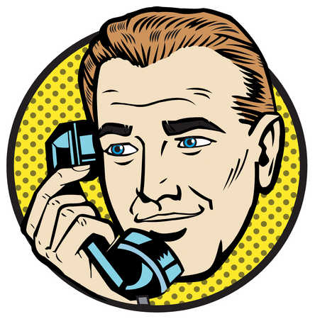 Stock Illustration - Close up of man on telephone
