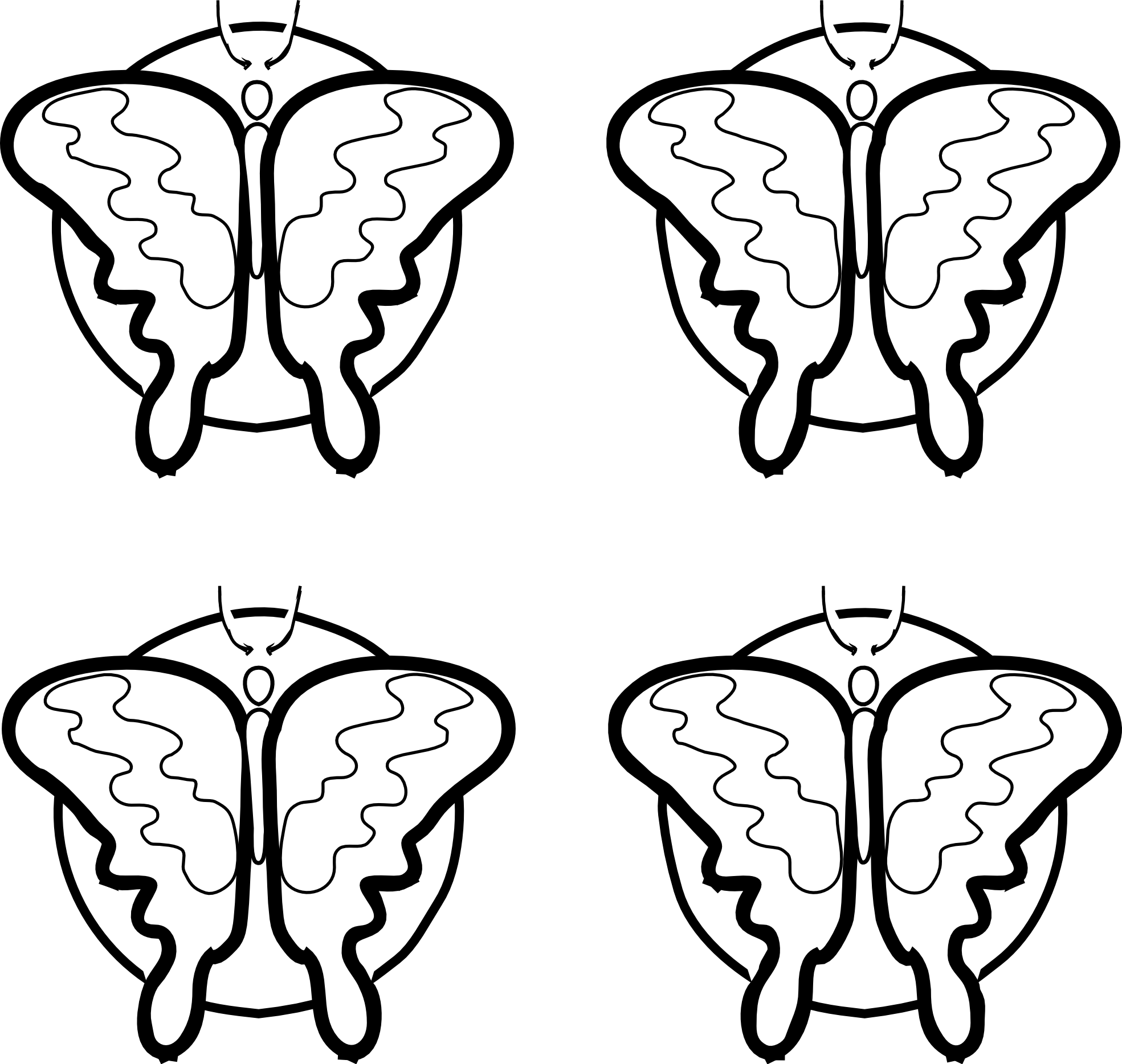 Butterfly 44 Black White Line Art Scalable Vector Graphics SVG ...