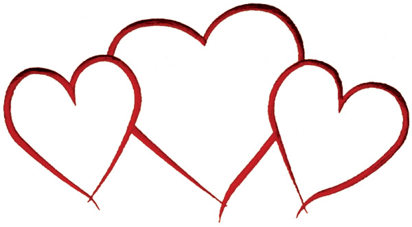 Outlines Embroidery Design: Three Hearts Outline from Grand Slam ...