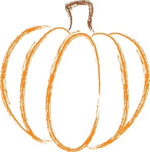 Pumpkin Clipart Image - The orange outline of an autumn pumpkin