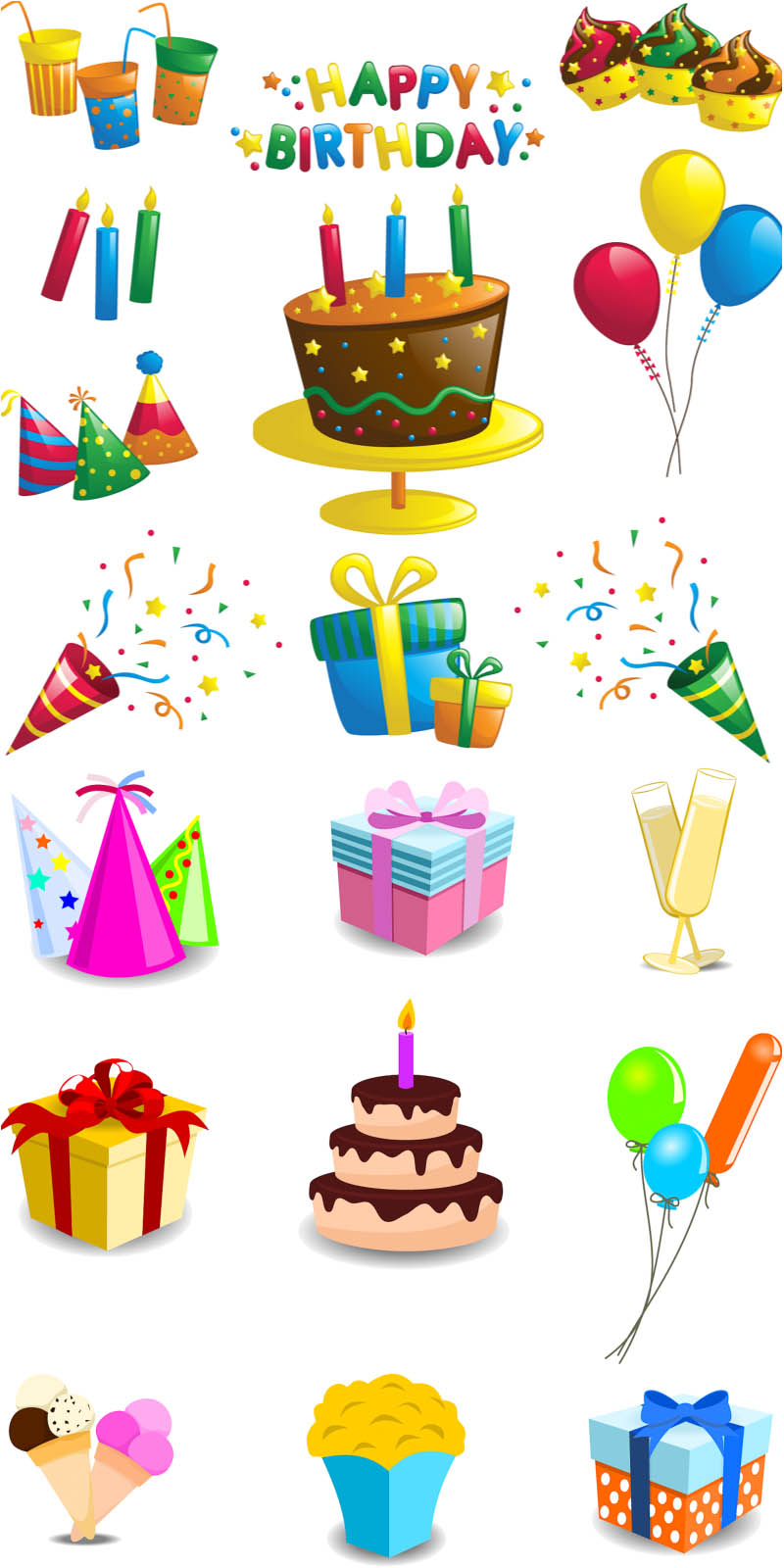 #Free vivid birthday icons vector