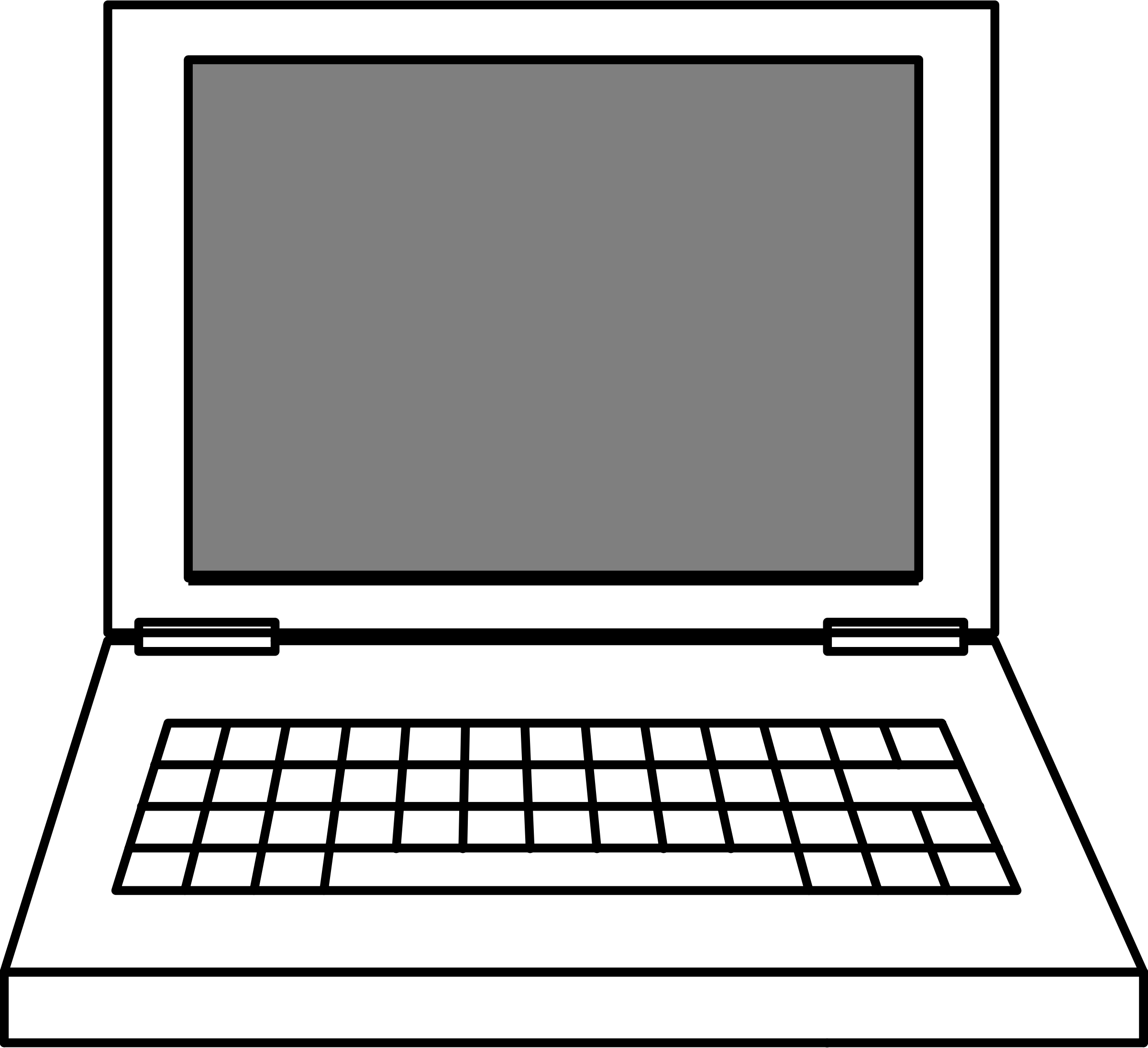 computer black and white clipart