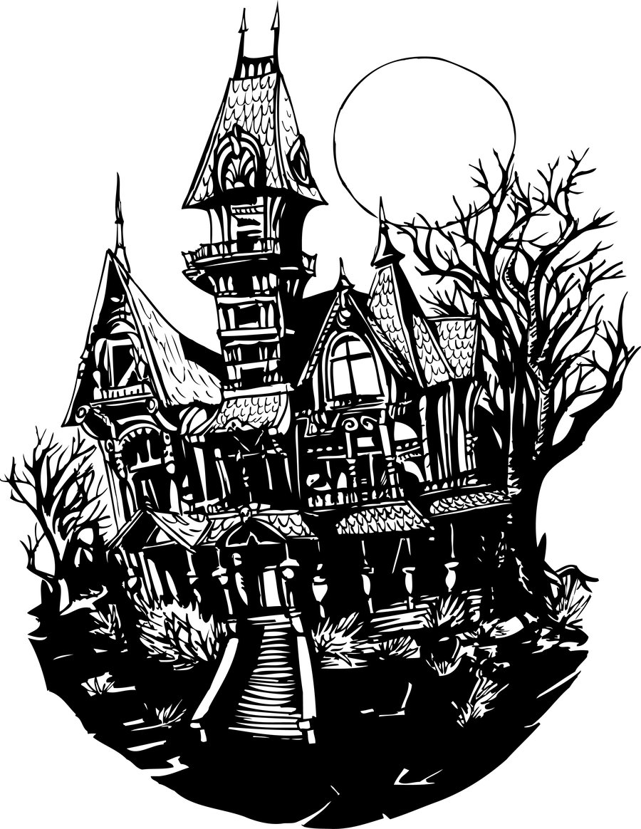 free haunted house silhouette clip art - photo #37