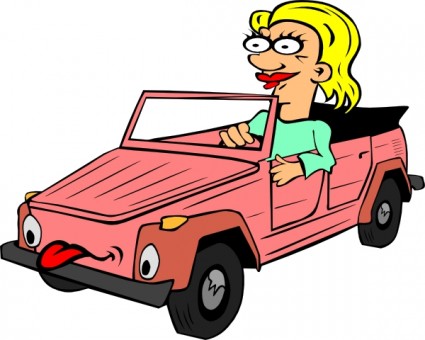 Blonde Women Driving Clipart