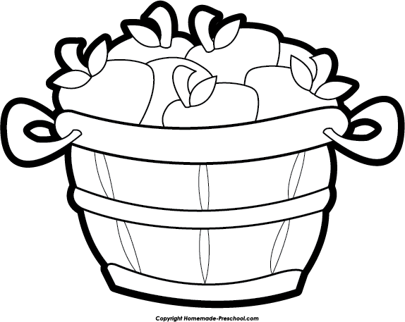 Apple basket clipart black and white