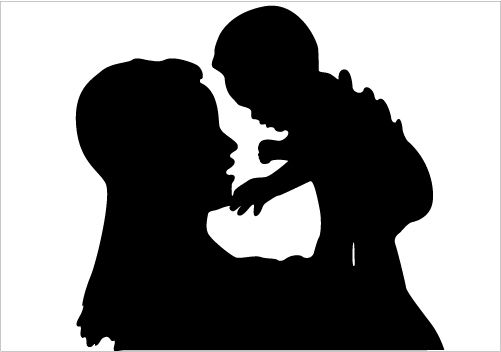 Mom and baby horse silhouette clipart black and white