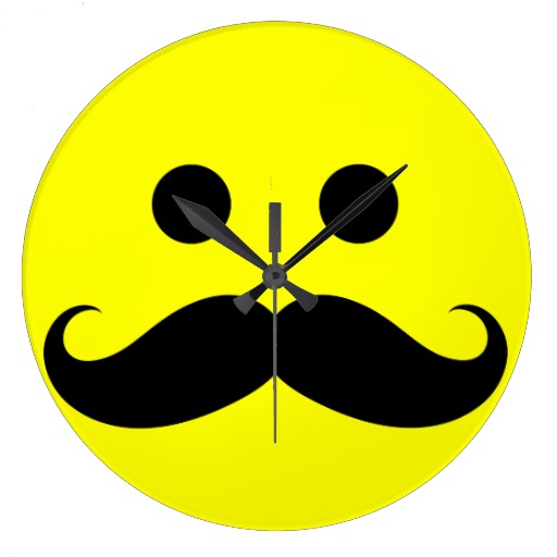 Mustache Smiley Clock from Zazzle.