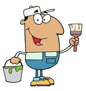 Painter Clipart Image - A Painter With a Paintbrush and Pail of Paint.