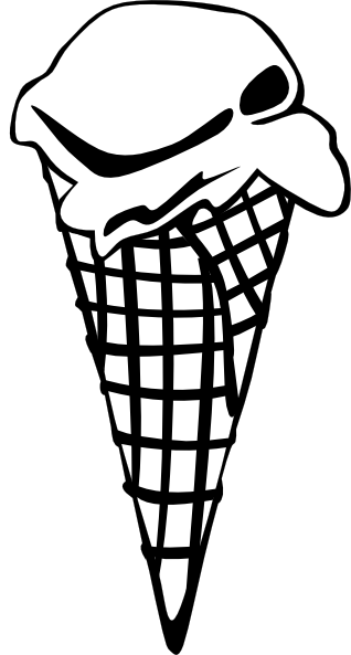 Ice Cream Cone (1 Scoop) (b And W) clip art Free Vector