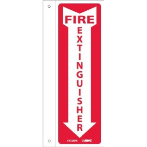 NMC FX126FR Fire Sign, "FIRE EXTINGUISHER", 4" Width x 12" Height ...