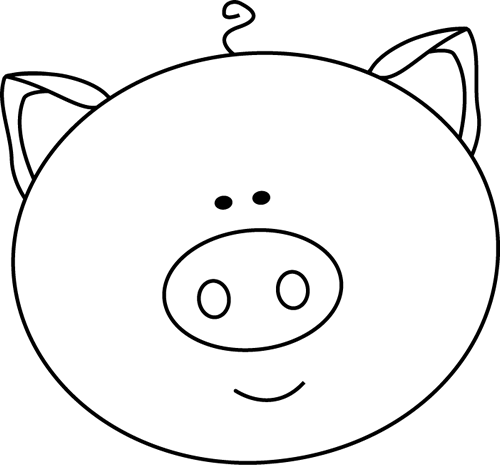 Pig head clipart black and white