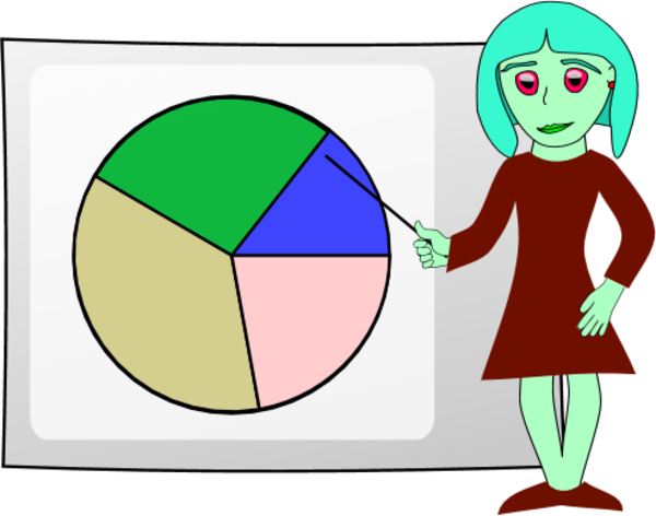 woman explaining pie chart - vector Clip Art