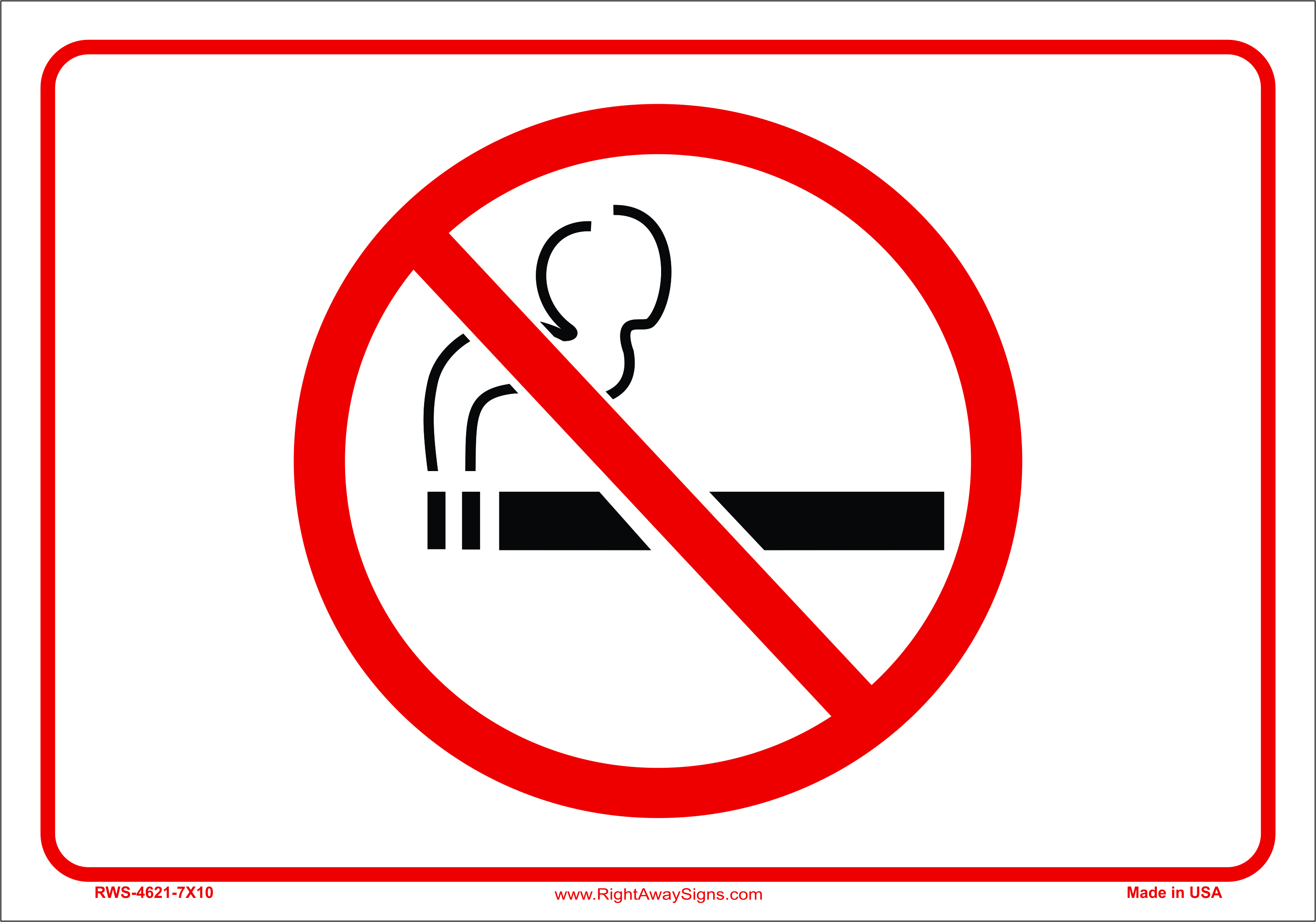 Smoking Control Sign - No Smoking - Graphic Only - Right Away Signs